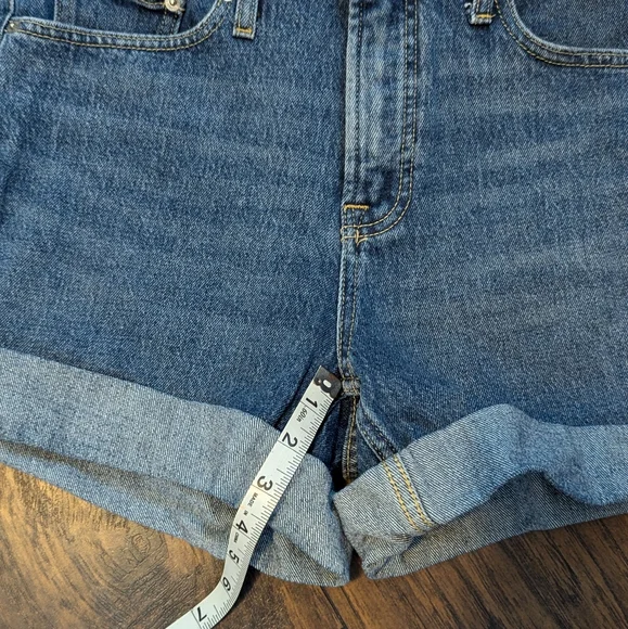 Free Assembly Rolled Cuff High Waist Denim Shorts - Picture 8 of 9